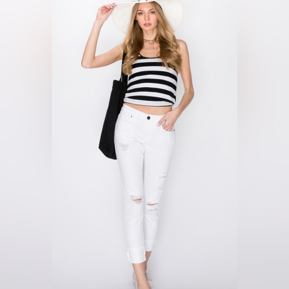 NEW WOMENS DISTRESSED WHITE JEANS